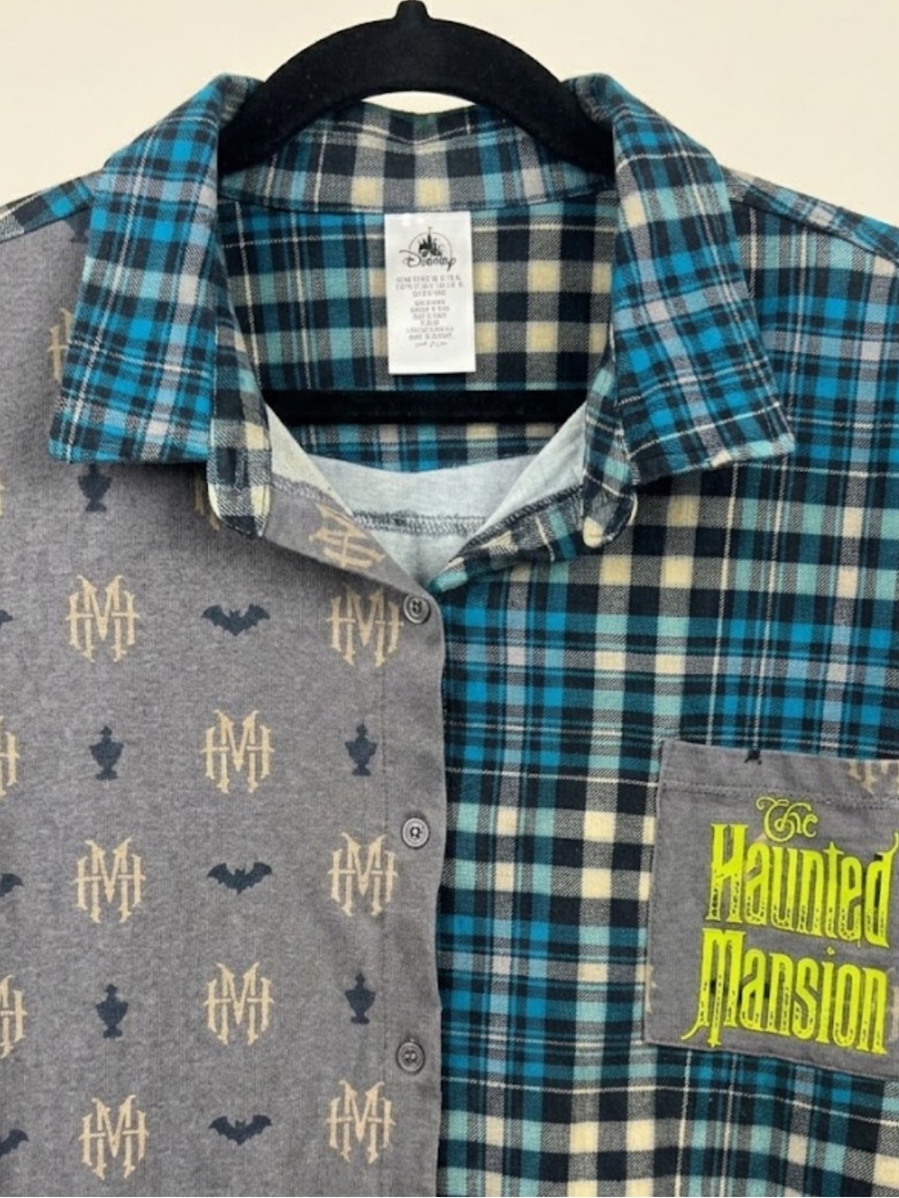 Disney Parks The Haunted Mansion Split Flannel Button Up Shirt Size XL Like New - Picture 3 of 5
